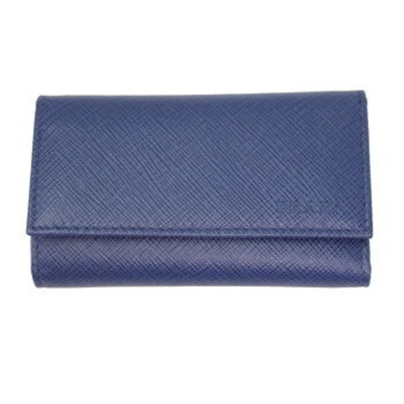 Prada Key Case Blue Leather Saffiano Blue - Picture 1 of 4